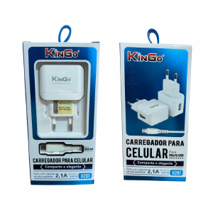 CARREGADOR DE TOMADA + CABO MICRO USB V8 2,1A KINGO U201