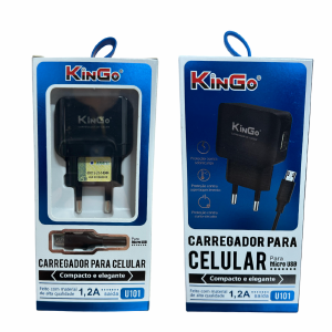 CARREGADOR DE TOMADA + CABO MICRO USB V8 1,2A KINGO U101