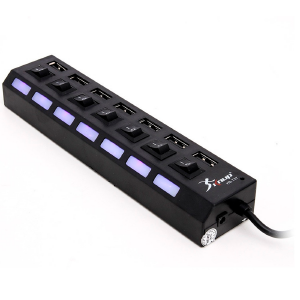 HUB USB 2.0 7 PORTAS C/ CHAVE KNUP HB-T57 PRETO