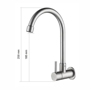 TORNEIRA DE METAL PAREDE TNL-01-P INOX PRATA AÇO ESCOVADO