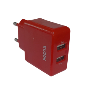 CARREGADOR DE TOMADA 2 USB-A 10W ELGIN 46RCT2USBVDS VERMELHO