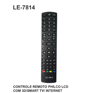CONTROLE REMOTO COMPATIVEL P/ TV PHILCO C/ 3D / SMART TV / INTERNET LELONG LE-7814 (12)