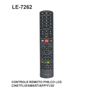 CONTROLE REMOTO COMPATIVEL P/ TV PHILCO C/ NETFLIX / SMART APP / YAHOO / 3D LELONG LE-7262 (41)