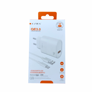 CARREGADOR DE TOMADA PD20W + CABO TIPO-C EZRA EZ-P37
