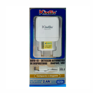 CARREGADOR DE TOMADA + CABO TIPO-C 2.4A KINGO U204