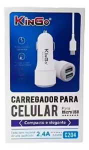 CARREGADOR VEICULAR DUAL USB 2.4A (C204) BRANCO