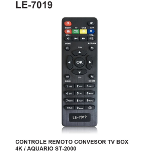 CONTROLE REMOTO P/ RECEPTOR COMPATIVEL TV BOX 4K / AQUARIO ST-2000 LELONG LE-7019 (20) (25)