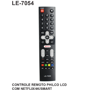 CONTROLE REMOTO COMPATIVEL P/ TV PHILCO 4K SMART C/ NETFLIX LELONG LE-7054 (13)