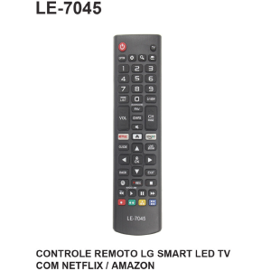 CONTROLE REMOTO COMPATIVEL P/ TV LG C/ SMART / NETFLIX / AMAZON / FUTEBOL LELONG LE-7045-1 (57) (60)