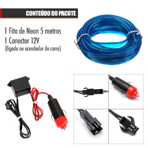 FITA LED AUTOMOTIVA LUZ NEON INTERNA 5M - AZUL