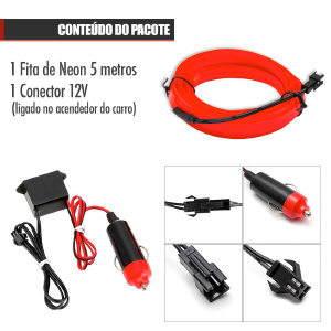 FITA LED AUTOMOTIVA LUZ NEON INTERNA 5M - VERMELHO