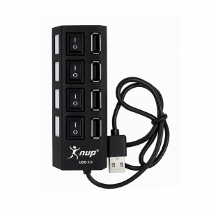 HUB USB 2.0 4 PORTAS C/ CHAVE KNUP HB-T63 PRETO