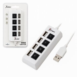 HUB USB 2.0 4 PORTAS C/ CHAVE KNUP HB-T63 BRANCO