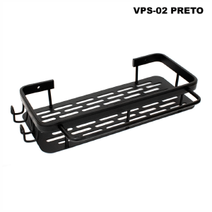 PRATELEIRA MULTIUSO ALUMINIO PRETA COM PORTA PANO 31X13X6CM VPS-02-PT